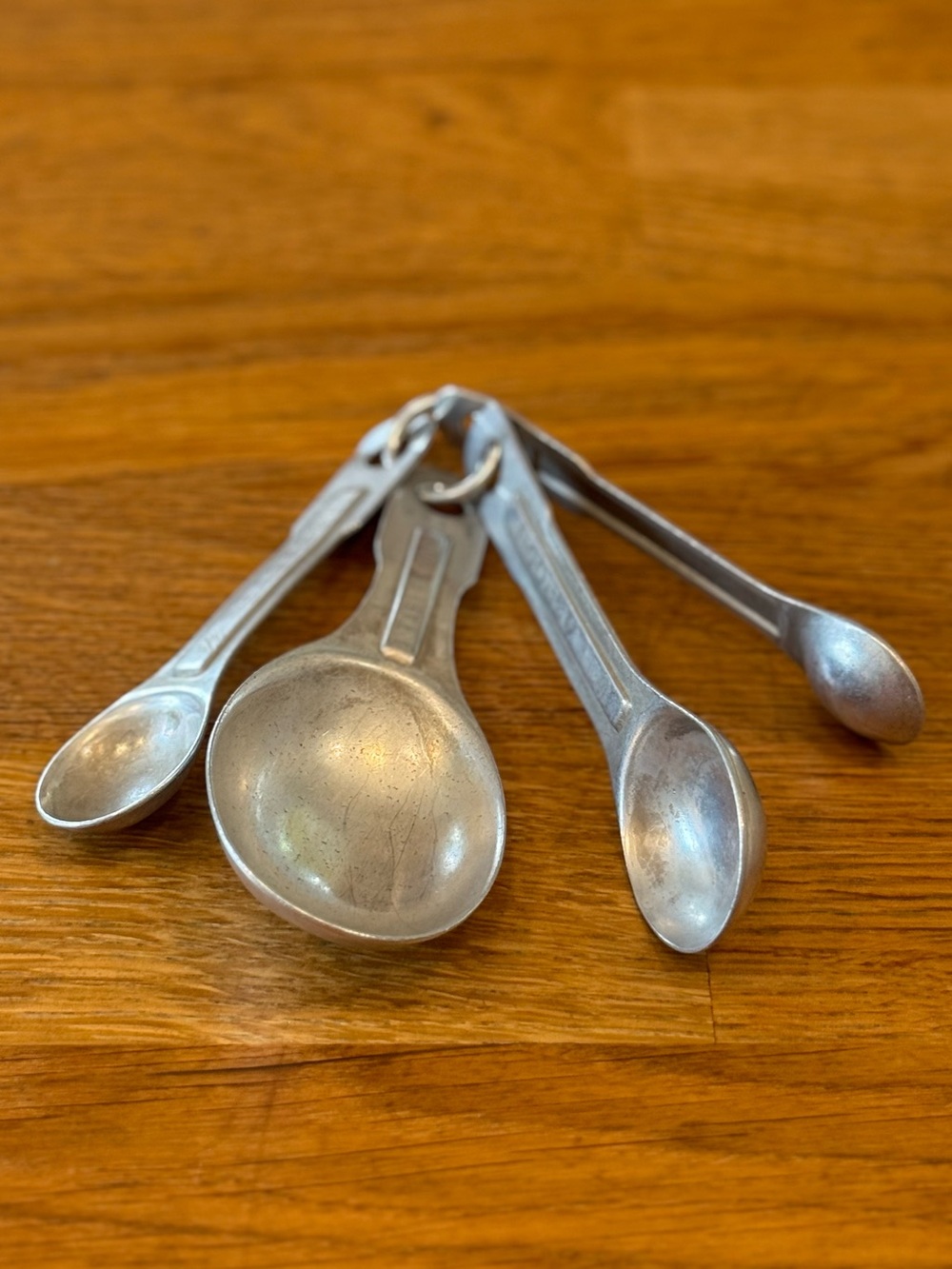 🥄 Vintage Aluminum Measuring Spoon Set of 4 on Ring | MCM Kitchen USA Standard
